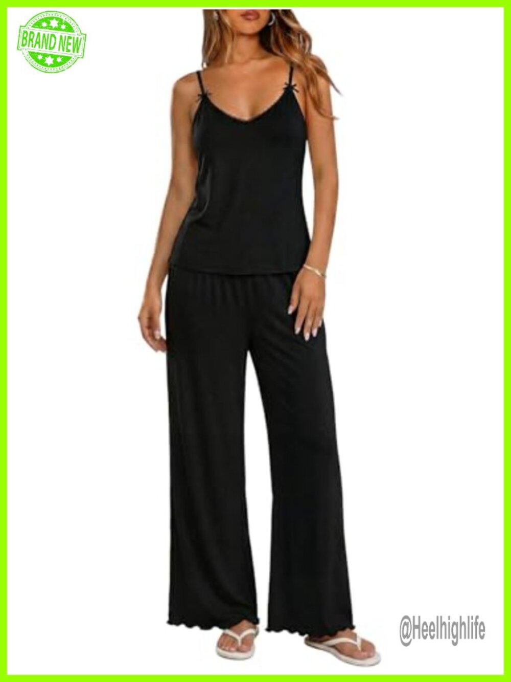 Lace Trim Cami Pajama Set 2 Piece Sleepwear